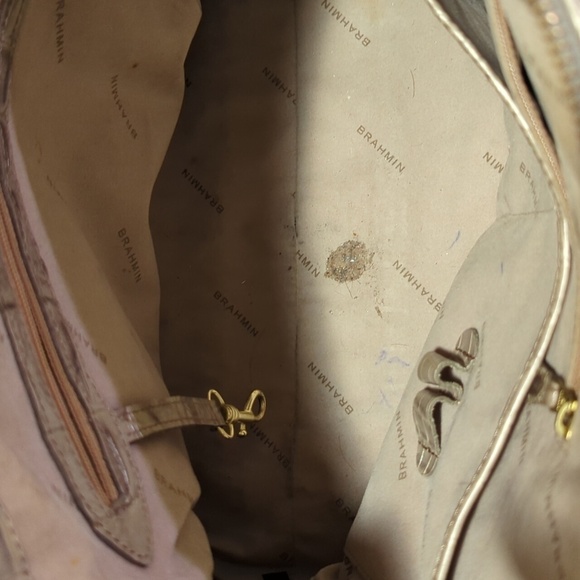 Brahmin Pyrite Silver Champagne Gold Croc Embossed Genuine Leather Shoulder Bag - Picture 10 of 14